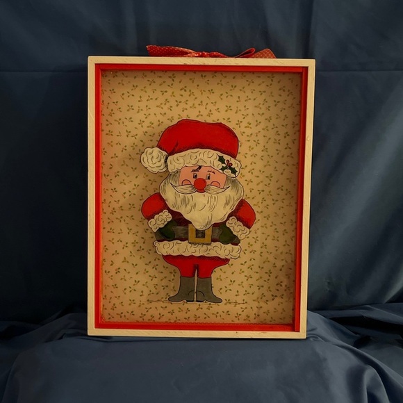 Framed Hand Painted Santa on Glass - Picture 2 of 5
